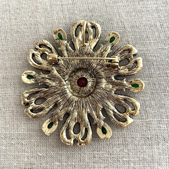 Brooch with Rhinestones Bohemian Style Boho 2.5” Diameter Victorian Pin - Picture 4 of 5